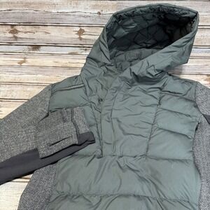Lululemon Fluff Off Hoodie Snaps Pouch‎ Womens Gray Herringbone Puffer Jacket